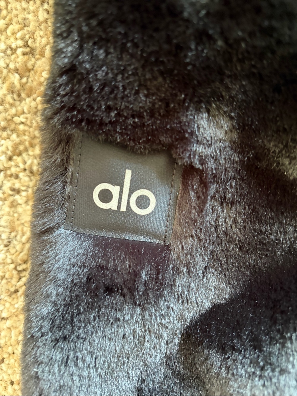 ALO Yoga Foxy Black Faux Fur Bomber Jacket - Picture 5 of 6